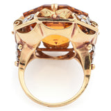 Vintage 18K Yellow Gold 25.24 Carat Citrine Cocktail Ring Size 6.25