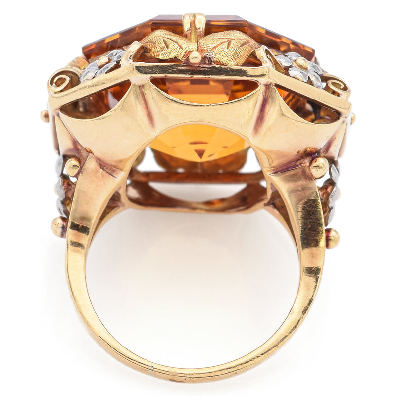 Vintage 18K Yellow Gold 25.24 Carat Citrine Cocktail Ring Size 6.25