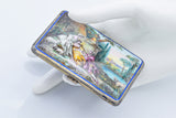 Antique 935 Sterling Silver Hand Painted Enamel Compact Box