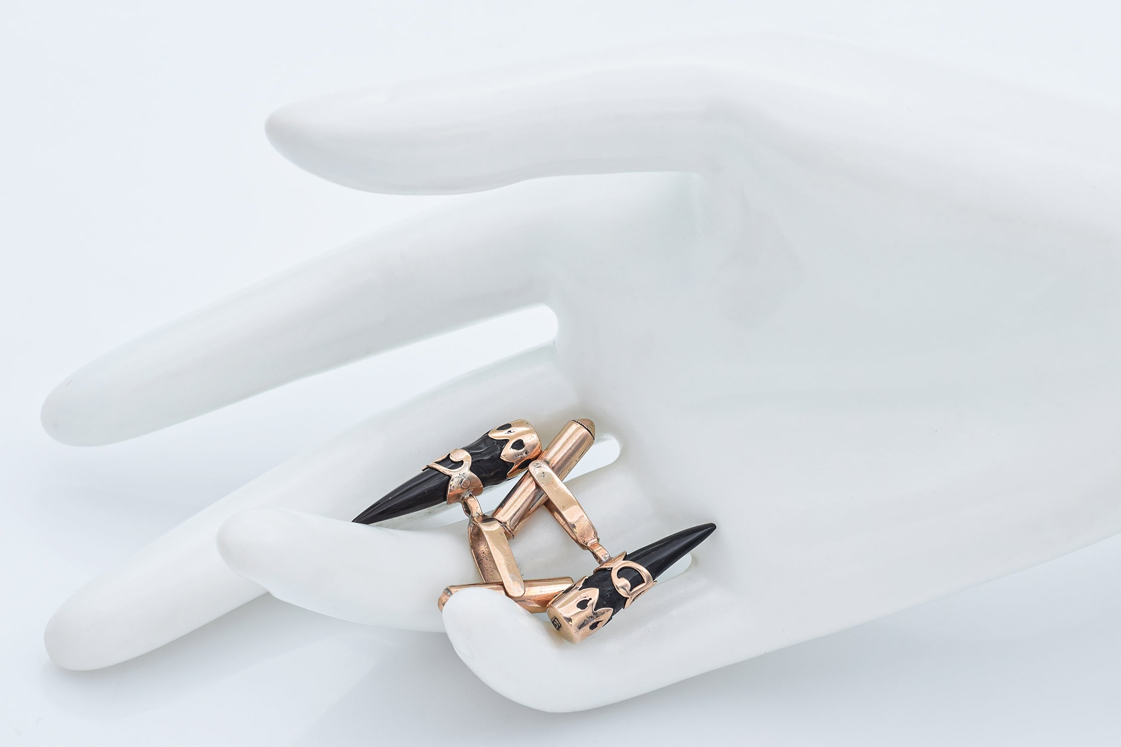 Vintage Jet 9K Yellow Gold Horn Bullet Back Cufflinks