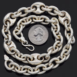 Vintage Sterling Silver 11 mm Mariner Oval Cable Link Chain Necklace 19.5 Inches