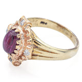 Vintage 14K Yellow Gold Ruby & Diamond Band Ring Size 6.25