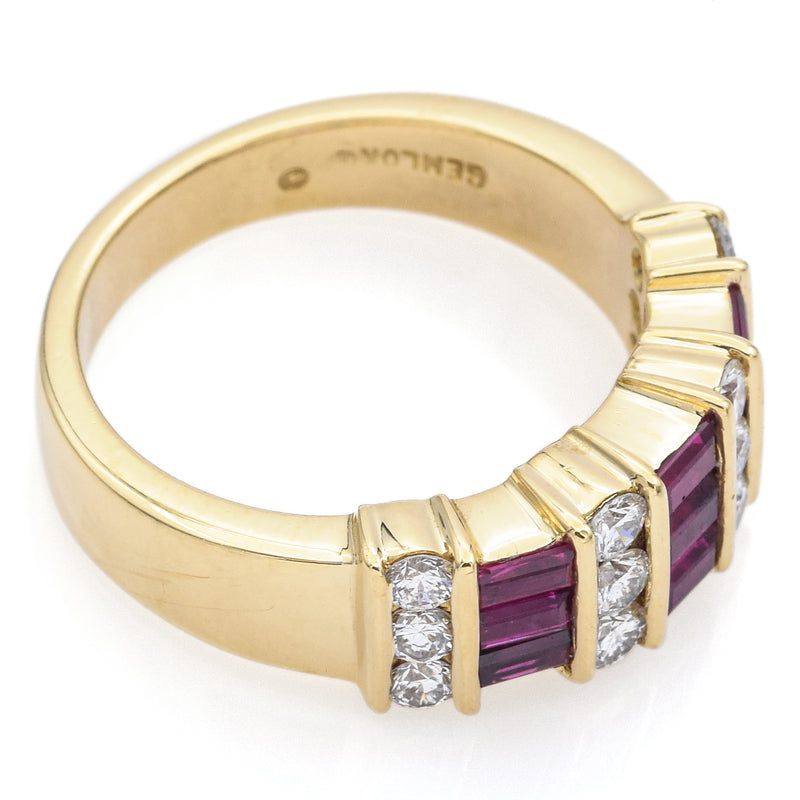 Gemlok 18K Yellow Gold Ruby & 0.48 TCW Diamond Band Ring Size 6.25