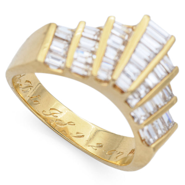 Vintage 18K Yellow Gold 1.00TCW Baguette Diamond Band Ring Set Size 6.25