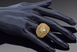 Orlando Orlandini 18K Yellow Gold Diamond Mesh Ring + Box Size 6