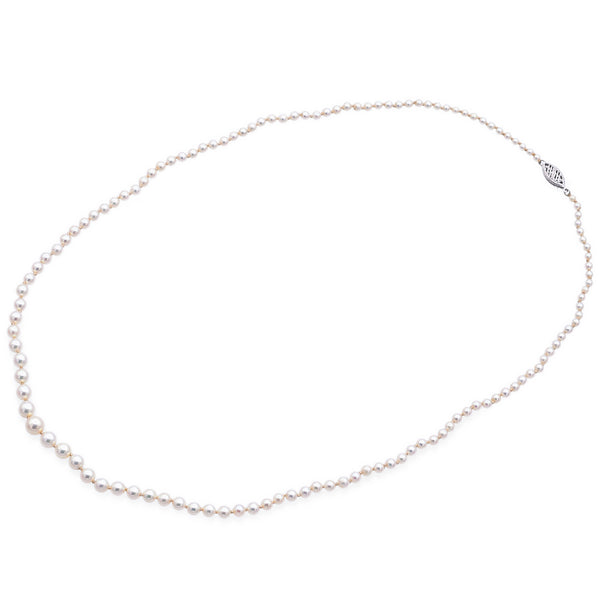 Vintage 10K White Gold Pearl Beaded Strand Necklace