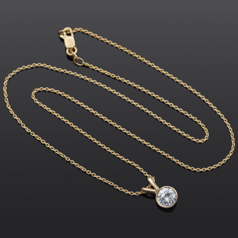 Estate 0.85 Carat Diamond 13K Yellow Gold Pendant & 14K Necklace 16.5"