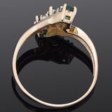 Vintage 14K Yellow Gold Emerald & Diamond Band Ring Size 8.25