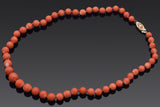 Vintage 14K Yellow Gold 6-9 mm Red Coral Beaded Strand Necklace 16 inches