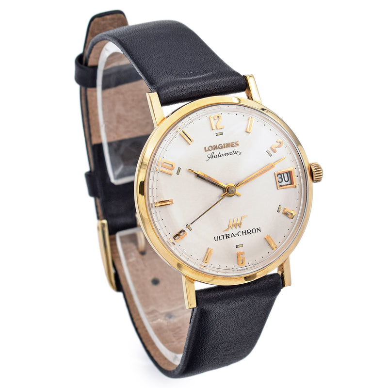 Vintage Longines Ultra-Chron 18K Yellow Gold Automatic Men's Date Watch 34.5 mm