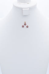 Vintage 14K Yellow Gold Ruby & Diamond Floral Earrings & Pendant Set