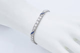 Antique Platinum Sapphire & 5.30 TCW Old Euro Diamond Tennis Bracelet