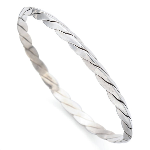 Tiffany & Co. Sterling Silver 5 mm Twisted Rope Bangle Bracelet 8 Inches