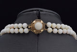 Vintage 14K Yellow Gold Angel Skin Coral 7.5-12 mm Beaded Strand Necklace 18"