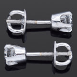 Vintage 14K White Gold 0.50 TCW Diamond Round Screw-Back Stud Earrings 4 mm