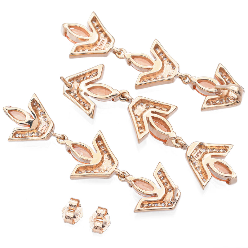 Estate 14K Yellow Gold Citrine & 0.45 TCW Diamond Pendant & Drop Earrings Set