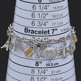 Vintage Michael Anthony 14K White Gold Sapphire & Diamond 12 Charms Bracelet