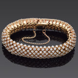 Vintage 14K Yellow Gold 9.45 TCW Diamond Tennis Bracelet 13.7 mm