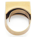 Antique 14K Yellow Gold Black Onyx & Old Euro Diamond Rectangle Signet Ring