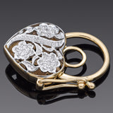 Estate 14K Yellow Gold Diamond Heart Padlock Pendant