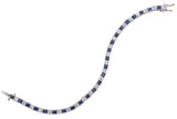 Antique Art Deco Platinum 1.92 TCW Old Euro Diamond & Sapphire Tennis Bracelet
