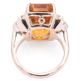 Antique 10K Yellow Gold 7.16 Ct Citrine & Diamond Cocktail Ring Size 3.25