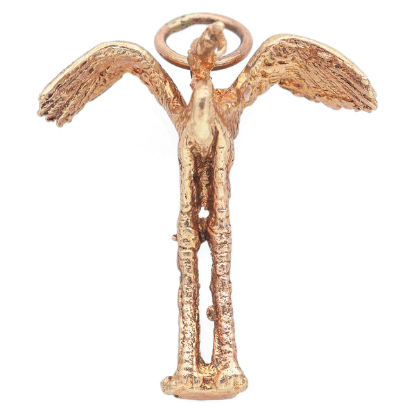 Vintage 14K Yellow Gold Stork Bird Charm Pendant