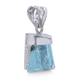 Vintage 17k White Gold 49.5ct Aquamarine and Diamond Pendant