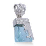 Vintage 17k White Gold 49.5ct Aquamarine and Diamond Pendant