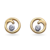 18k Yellow Gold Diamond Swirl Stud Earrings