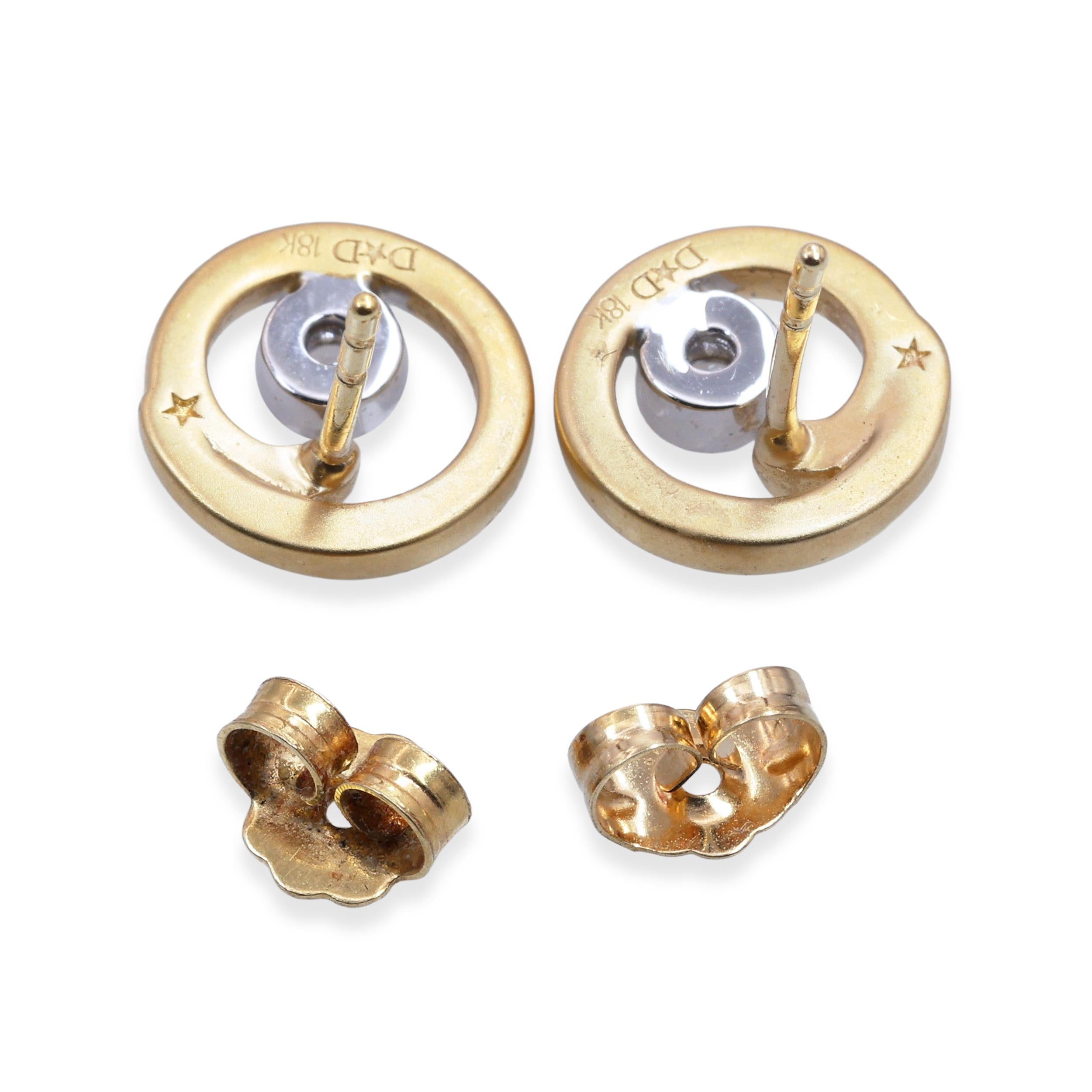 18k Yellow Gold Diamond Swirl Stud Earrings