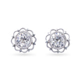 Art Deco 18k Yellow Gold & Platinum 0.73tcw Old Euro Diamond Stud Earrings