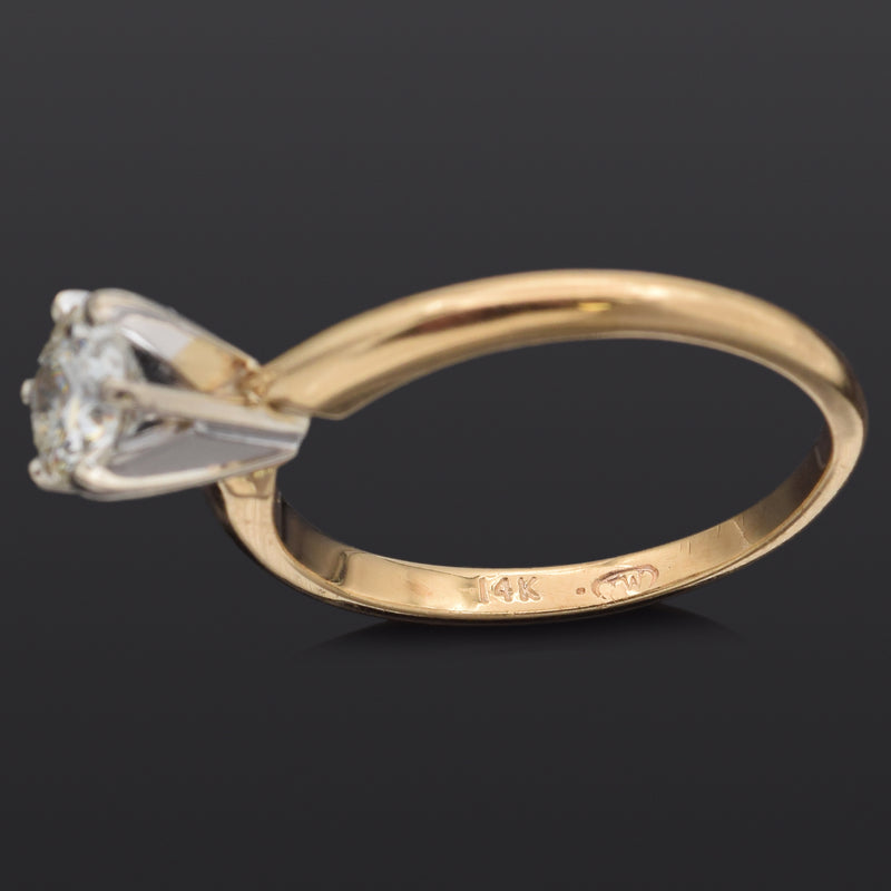 Estate 14K Yellow Gold 0.72 Carat Round Diamond Solitaire Band Ring Size 7