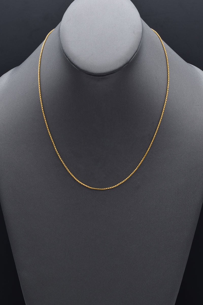 Vintage 足金 24K Yellow Gold Box Link Chain Necklace 1.3 mm 7.7 Grams 18 Inches