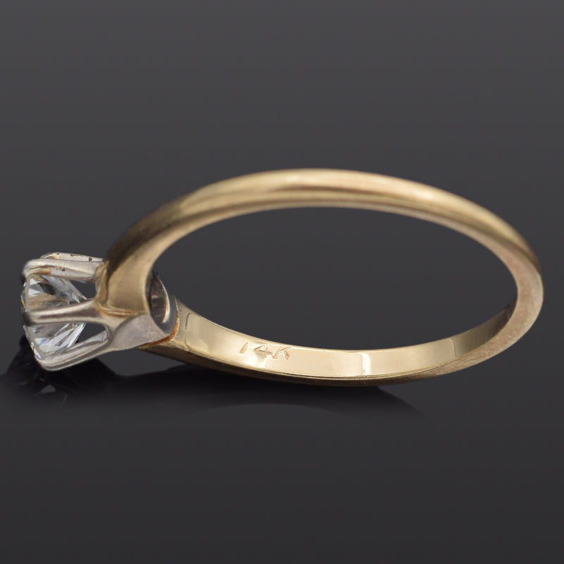 Vintage 14K Yellow Gold 0.54 Carat Round Diamond Solitaire Band Ring Size 6.75