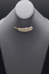Vintage J Roca 18K Yellow Gold 0.68TCW Diamond Feather Brooch Pin & Earrings Set