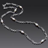 David Yurman Sterling Silver & 18K Yellow Gold Pearl Toggle Chain Necklace