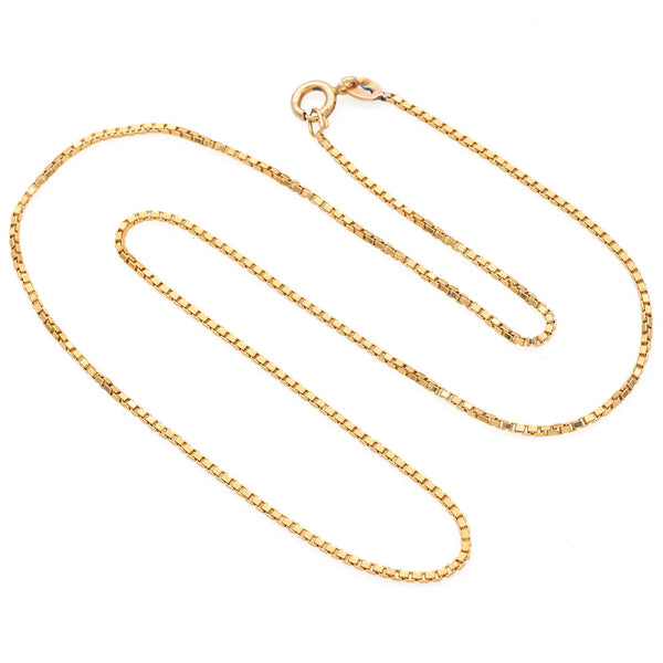 Vintage 14K Yellow Gold 1.25 mm Box Chain Necklace 16 Inches