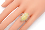 Estate 14K Gold 4.47Ct Fire Opal & 0.84 TCW Diamond Marquise Cocktail Ring Size9
