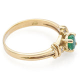 Vintage 18K Yellow Gold Emerald & Diamond Band Ring Size 5.75
