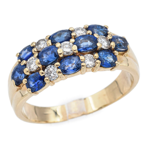 Vintage Sapphire & 0.42 TCW Diamond 14K Yellow Gold Band Ring Size 9