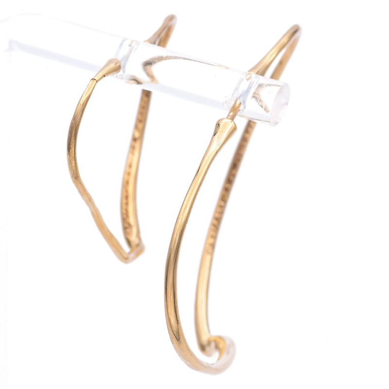 Tiffany & Co. 18K Gold Elsa Peretti Large Small Open Heart Hoop Earrings +Pouch