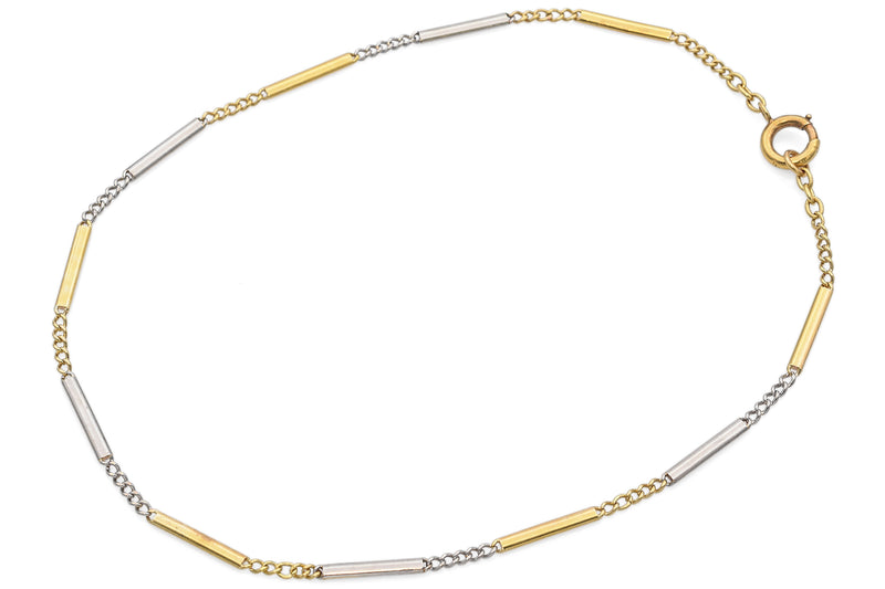 Antique 16K Yellow Gold & Platinum Pocket Watch Chain Necklace 14 Inch