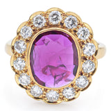 Vintage 18K Yellow Gold 1.62Ct Rubellite & 1.20 TCW Diamond Cocktail Ring Size 6