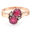 Antique 10K Yellow Gold Garnet & Diamond Band Ring