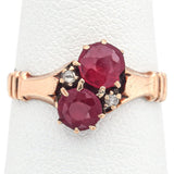 Antique 10K Yellow Gold Garnet & Diamond Band Ring