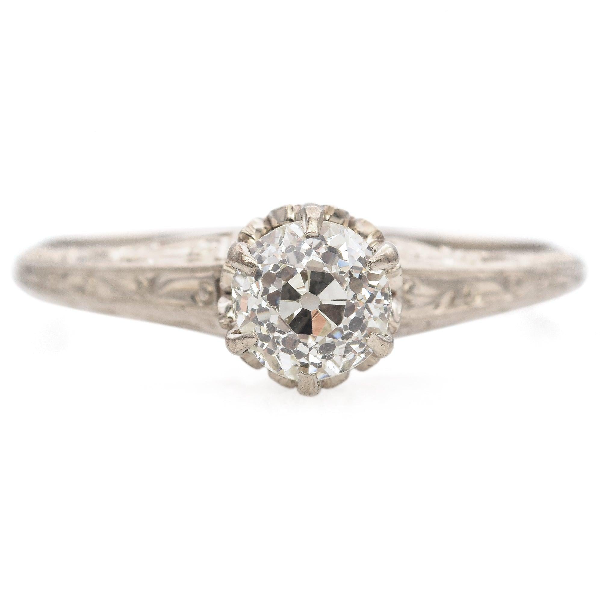 Antique 14K White Gold 0.67ct High Crown Old Euro Diamond Ring