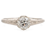 Antique 14K White Gold 0.67ct High Crown Old Euro Diamond Ring