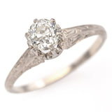 Antique 14K White Gold 0.67ct High Crown Old Euro Diamond Ring