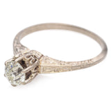 Antique 14K White Gold 0.67ct High Crown Old Euro Diamond Ring